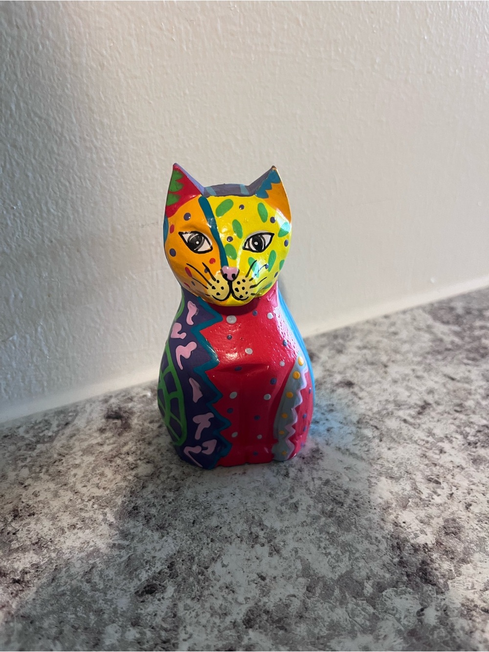 Laurel Burch Style Painted Cat Statue